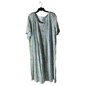 Vintage CDC Floral Dress Size 22 Nightgown Sleepwear Pleated Shoulder Pads